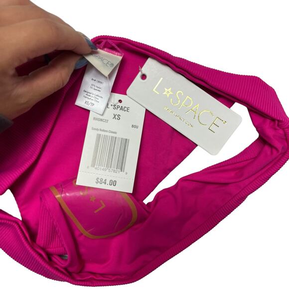 L*SPACE Sandy Classic Bikini Bottom Ribbed Stretch Bougainvillea Seamless XS NEW - Picture 6 of 7